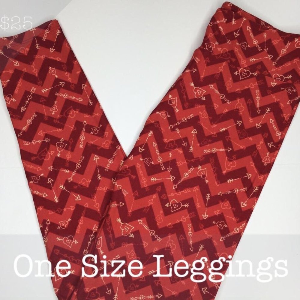 NWT Valentine Hearts LuLaRoe Leggings OS Orig 1.0